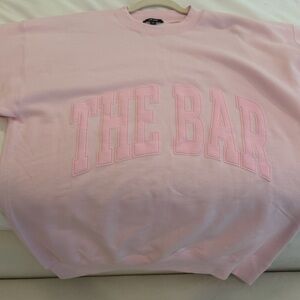 The Bar Pink on Pink Varsity Sweatshirt, NWOT, Size Medium